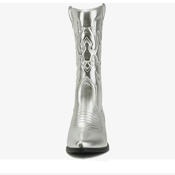 Cowboy/ Festival boots Women Western Pointed Toe Knee High Pull On Tabs Boots - Picture 3 of 5